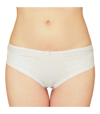 Embroidered Lace Mid Waist Knickers Briefs White 3079